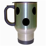 Polka Dots - Black on Bubbles Cyan Travel Mug (Silver Gray)