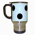 Polka Dots - Black on Bubbles Cyan Travel Mug (Black)