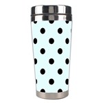 Polka Dots - Black on Bubbles Cyan Stainless Steel Travel Tumbler