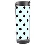 Polka Dots - Black on Bubbles Cyan Travel Tumbler