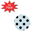 Polka Dots - Black on Bubbles Cyan 1  Mini Button (10 pack)