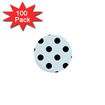 Polka Dots - Black on Bubbles Cyan 1  Mini Button (100 pack)