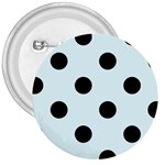 Polka Dots - Black on Bubbles Cyan 3  Button