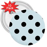 Polka Dots - Black on Bubbles Cyan 3  Button (10 pack)