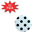 Polka Dots - Black on Bubbles Cyan 1  Mini Magnet (10 pack)