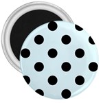 Polka Dots - Black on Bubbles Cyan 3  Magnet