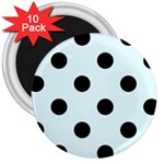 Polka Dots - Black on Bubbles Cyan 3  Magnet (10 pack)