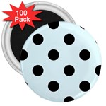 Polka Dots - Black on Bubbles Cyan 3  Magnet (100 pack)