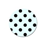 Polka Dots - Black on Bubbles Cyan Magnet 3  (Round)