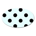 Polka Dots - Black on Bubbles Cyan Magnet (Oval)