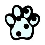 Polka Dots - Black on Bubbles Cyan Magnet (Paw Print)