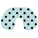 Polka Dots - Black on Light Cyan Travel Neck Pillow