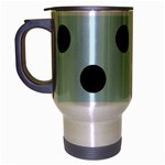 Polka Dots - Black on Light Cyan Travel Mug (Silver Gray)