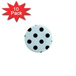 Polka Dots - Black on Light Cyan 1  Mini Magnet (10 pack)