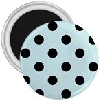 Polka Dots - Black on Light Cyan 3  Magnet