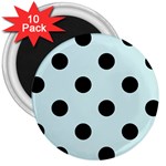 Polka Dots - Black on Light Cyan 3  Magnet (10 pack)