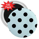 Polka Dots - Black on Light Cyan 3  Magnet (100 pack)