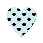 Polka Dots - Black on Light Cyan Magnet (Heart)