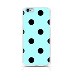 Polka Dots - Black on Celeste Cyan Apple iPhone 6/6S Silicone Case (Transparent)