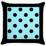 Polka Dots - Black on Celeste Cyan Throw Pillow Case (Black)