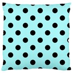 Polka Dots - Black on Celeste Cyan Large Cushion Case (One Side)