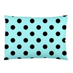 Polka Dots - Black on Celeste Cyan Pillow Case (One Side)