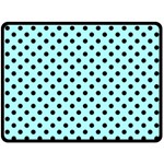 Polka Dots - Black on Celeste Cyan Fleece Blanket (Large) (One Side)