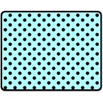 Polka Dots - Black on Celeste Cyan Fleece Blanket (Medium) (One Side)