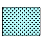 Polka Dots - Black on Celeste Cyan Fleece Blanket (Small) (One Side)