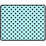 Polka Dots - Black on Celeste Cyan Double Sided Fleece Blanket (Medium) (Two Sides)