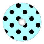 Polka Dots - Black on Celeste Cyan CD Wall Clock