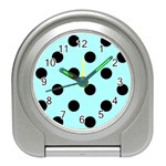 Polka Dots - Black on Celeste Cyan Desk Alarm Clock