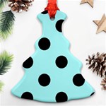 Polka Dots - Black on Celeste Cyan Ornament (Christmas Tree)