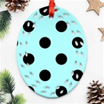 Polka Dots - Black on Celeste Cyan Ornament (Bell) Ornament (Oval Filigree)