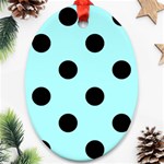 Polka Dots - Black on Celeste Cyan Ornament (Oval)