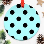 Polka Dots - Black on Celeste Cyan Ornament (Round)