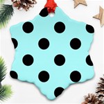 Polka Dots - Black on Celeste Cyan Ornament (Snowflake)