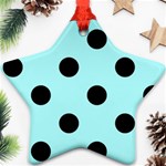 Polka Dots - Black on Celeste Cyan Ornament (Star)