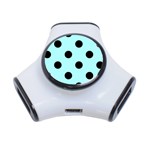 Polka Dots - Black on Celeste Cyan Portable USB Hub (One Side)