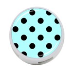 Polka Dots - Black on Celeste Cyan 4-Port USB Hub (One Side)