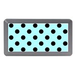 Polka Dots - Black on Celeste Cyan Memory Card Reader (Mini)