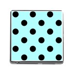 Polka Dots - Black on Celeste Cyan Memory Card Reader (Square)