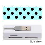 Polka Dots - Black on Celeste Cyan Memory Card Reader (Stick)