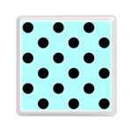 Polka Dots - Black on Celeste Cyan Memory Card Reader with Storage (Square)