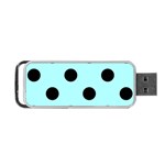 Polka Dots - Black on Celeste Cyan Portable USB Flash (One Side)