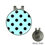 Polka Dots - Black on Celeste Cyan Golf Ball Marker Hat Clip