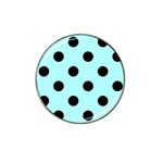 Polka Dots - Black on Celeste Cyan Hat Clip Ball Marker