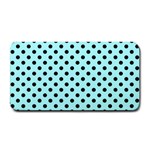 Polka Dots - Black on Celeste Cyan Medium Bar Mat