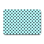 Polka Dots - Black on Celeste Cyan Small Doormat