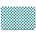 Polka Dots - Black on Celeste Cyan Large Doormat